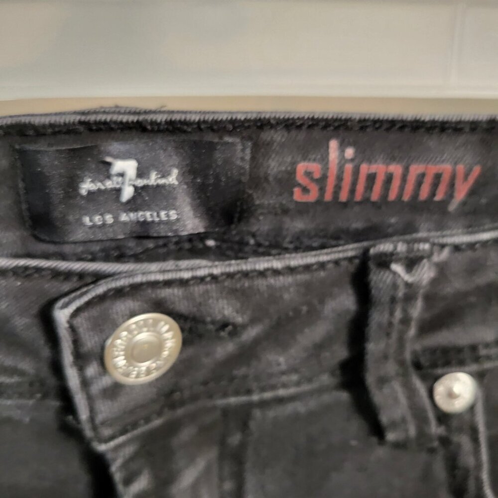 GIRLS 7 FOR ALL MANKIND BLACK SKINNY SLIMMY JEANS SZ 10 - Picture 3 of 11